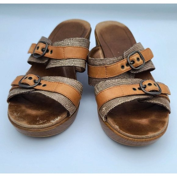 Dansko Jessie Womens Sand Lizard Double Strap Wedge Sandals US 8.5-9 EU 39 - Picture 15 of 15